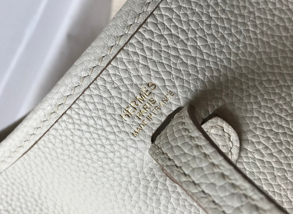 Hermes Evelyne III 18 Togo Leather Crossbody half Handmade Bag Gold Beige