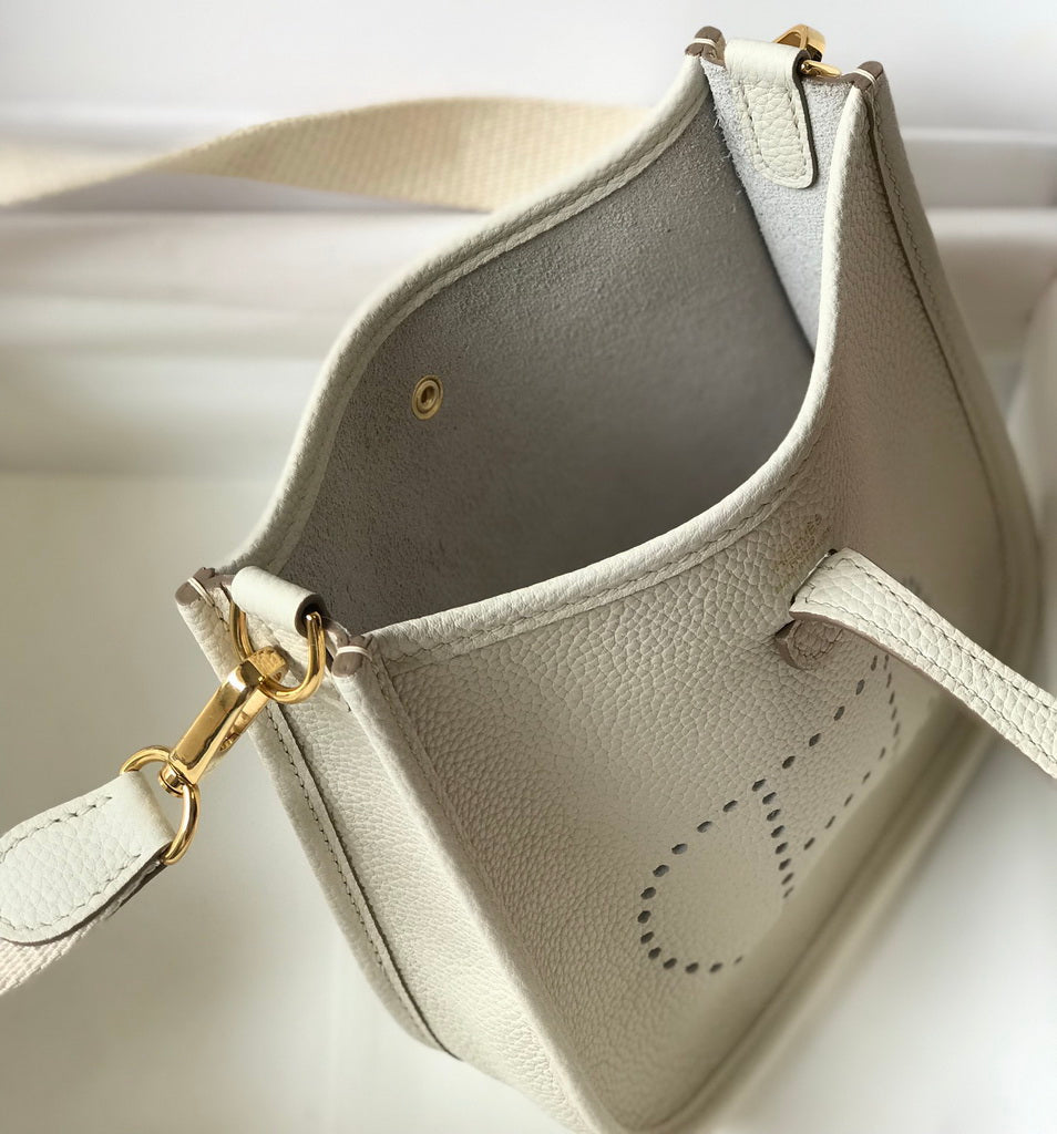 Hermes Evelyne III 18 Togo Leather Crossbody half Handmade Bag Gold Beige