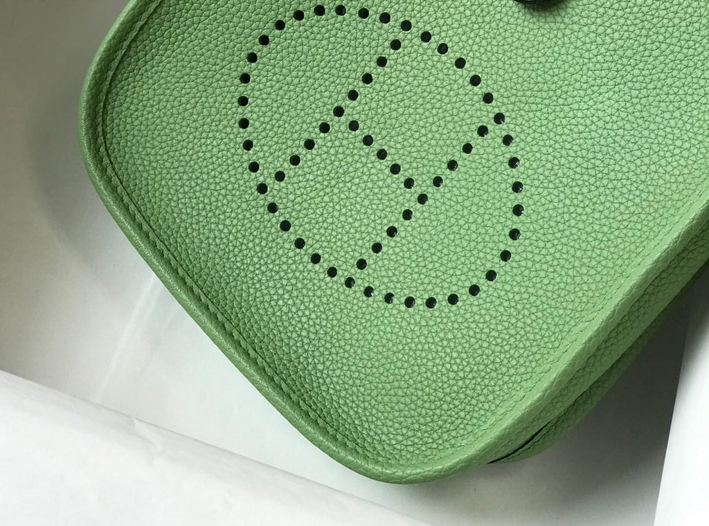 Hermes Evelyne III 18 Togo Leather Crossbody half Handmade Bag Gold Light Green