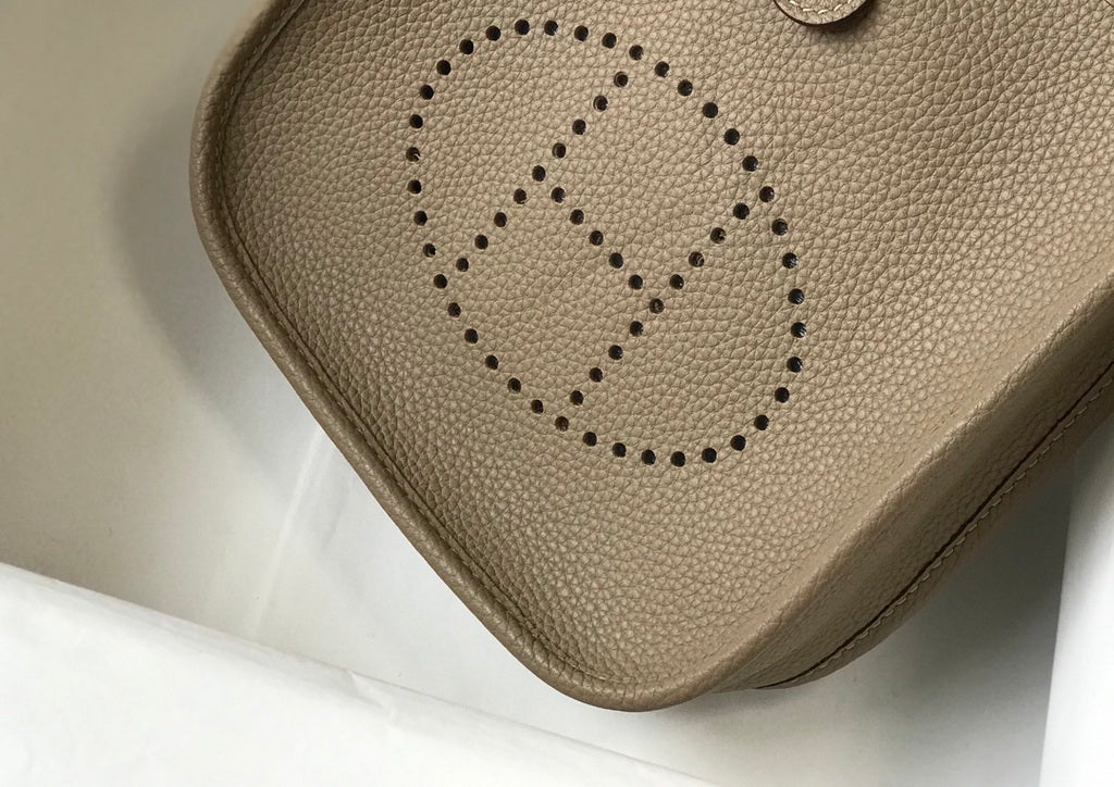 Hermes Evelyne III 18 Togo Leather Crossbody half Handmade Bag Gold Gray