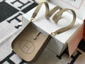 Hermes Evelyne III 18 Togo Leather Crossbody half Handmade Bag Gold Gray