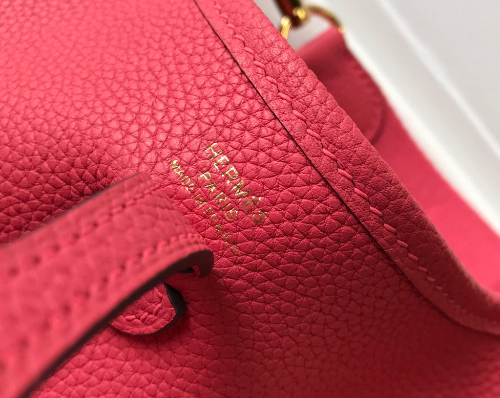 Hermes Evelyne III 18 Togo Leather Crossbody half Handmade Bag Gold Plum