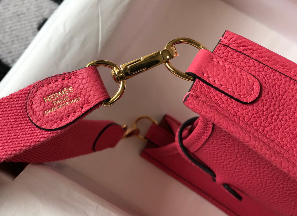 Hermes Evelyne III 18 Togo Leather Crossbody half Handmade Bag Gold Plum