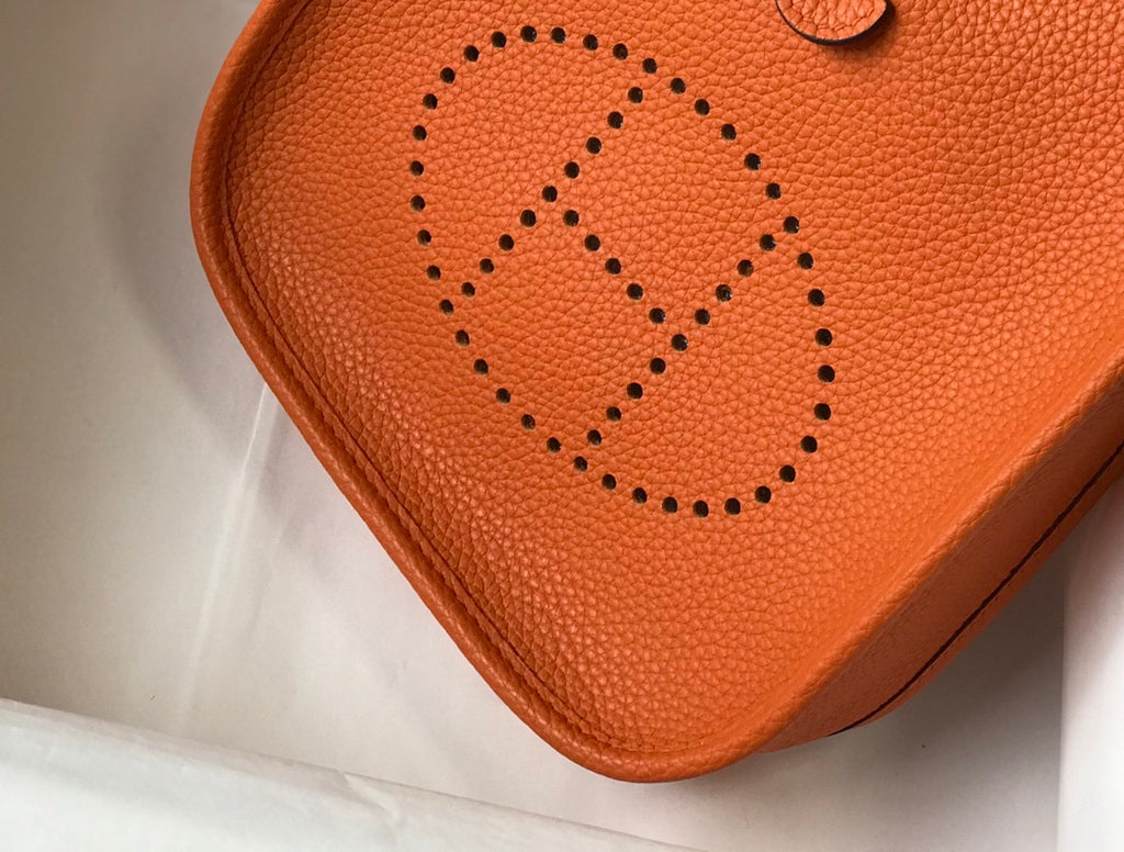 Hermes Evelyne III 18 Togo Leather Crossbody half Handmade Bag Gold Orange