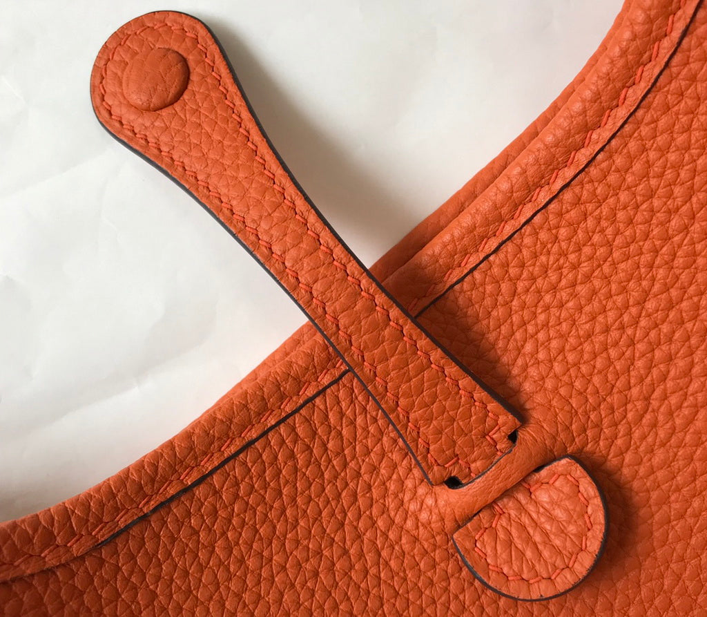 Hermes Evelyne III 18 Togo Leather Crossbody half Handmade Bag Gold Orange