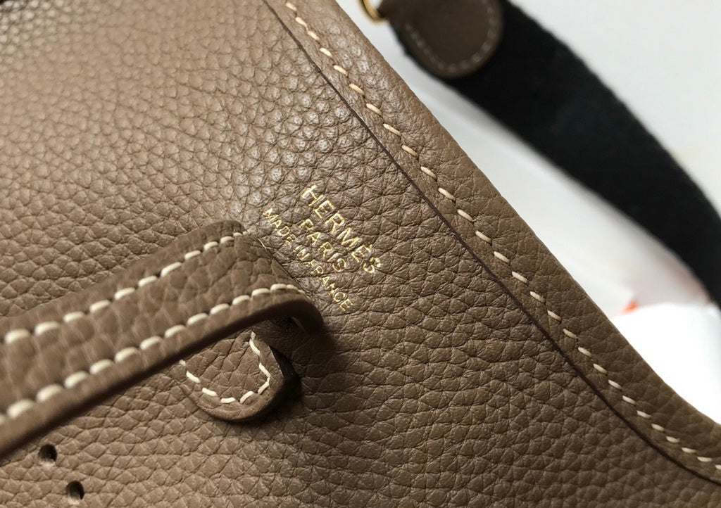 Hermes Evelyne III 18 Togo Leather Crossbody half Handmade Bag Gray Gold