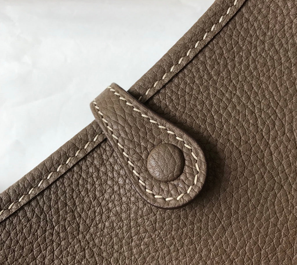 Hermes Evelyne III 18 Togo Leather Crossbody half Handmade Bag Gray Gold