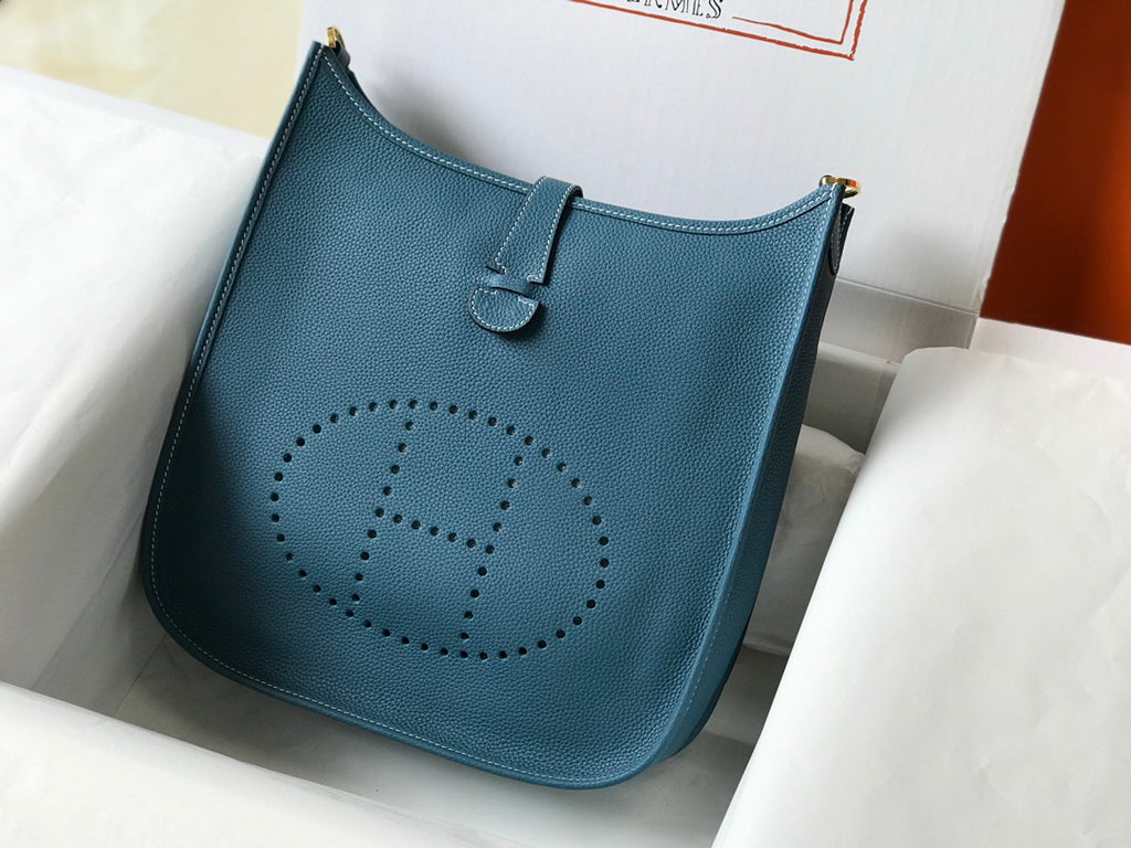 Hermès Evelyne III 29 Taurillon Clemence Bag Half Hand Blue Gold