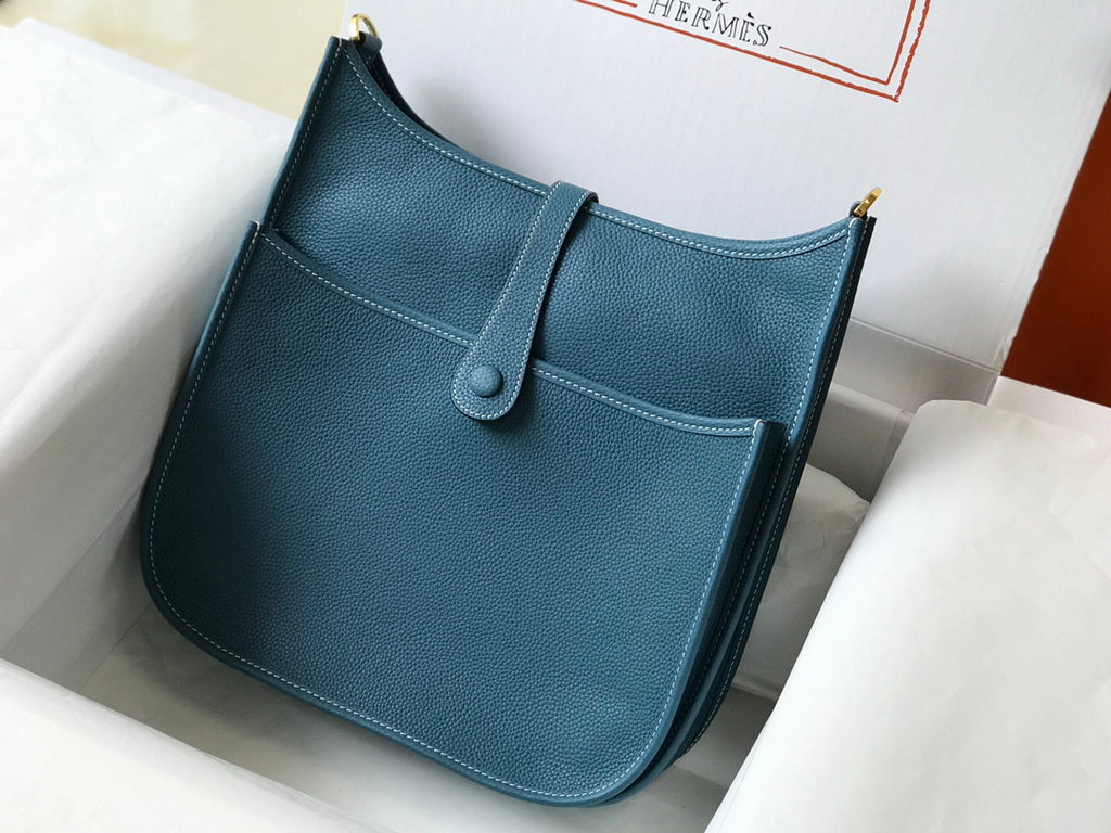 Hermès Evelyne III 29 Taurillon Clemence Bag Half Hand Blue Gold
