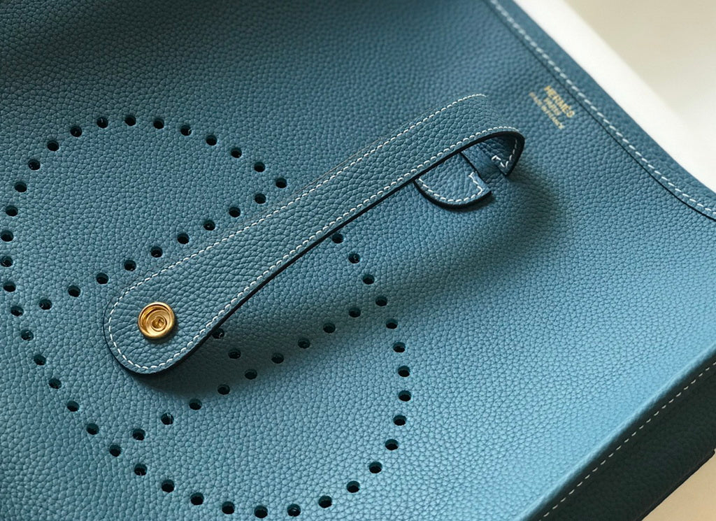 Hermès Evelyne III 29 Taurillon Clemence Bag Half Hand Blue Gold