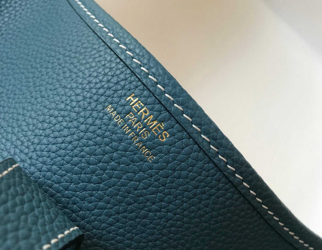 Hermès Evelyne III 29 Taurillon Clemence Bag Half Hand Blue Gold