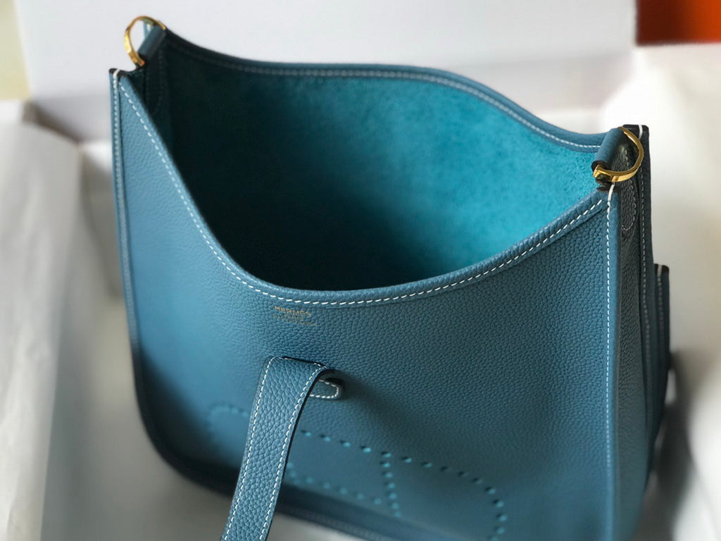 Hermès Evelyne III 29 Taurillon Clemence Bag Half Hand Blue Gold