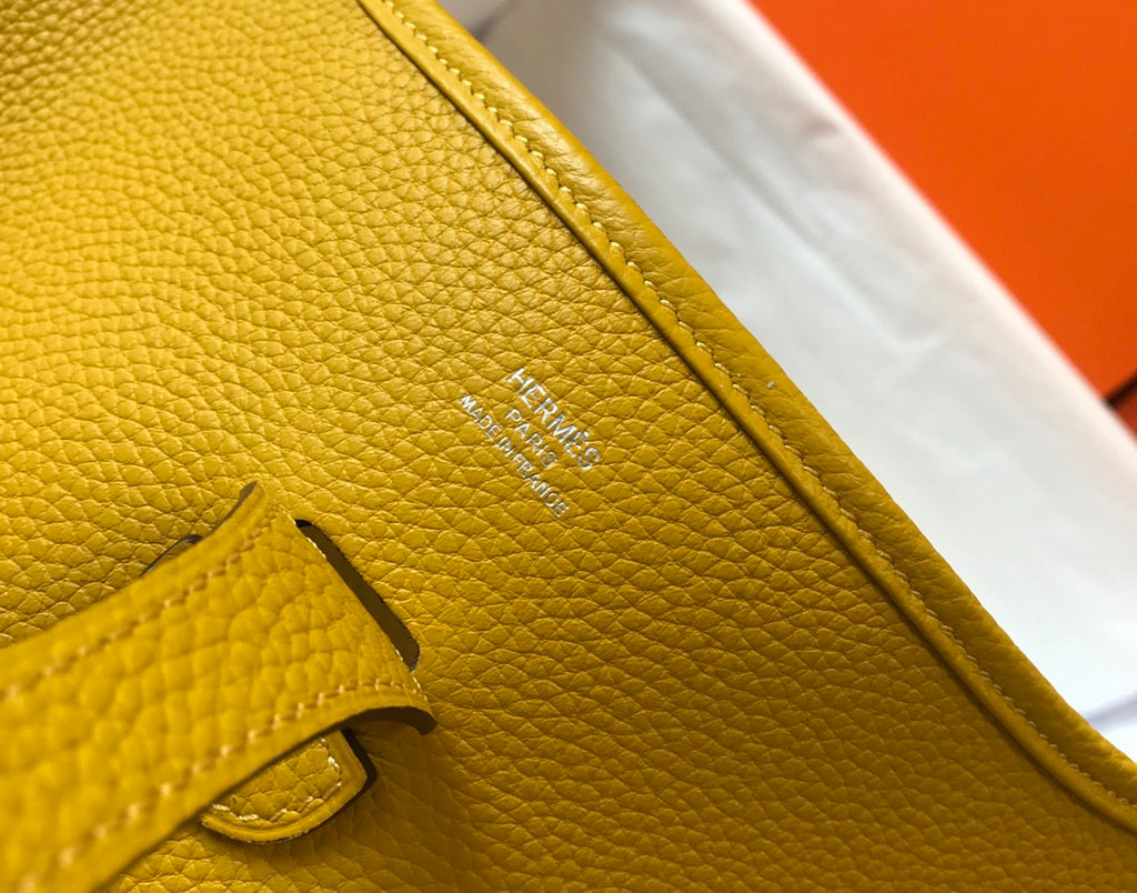 Hermès Evelyne III 29 Taurillon Clemence Shoulder Bag Yellow Silver