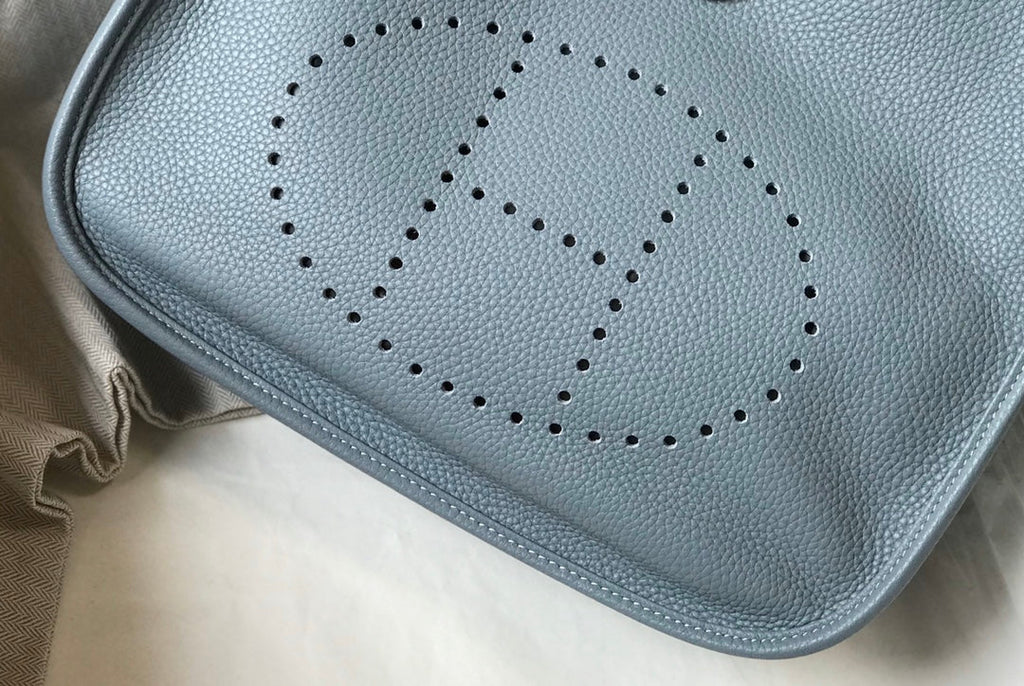 Hermès Evelyne III 29 Taurillon Clemence Shoulder Bag Light Blue Silver