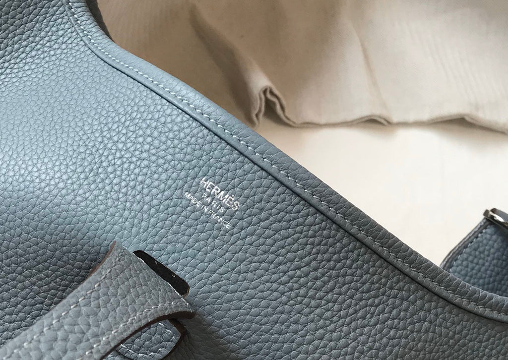 Hermès Evelyne III 29 Taurillon Clemence Shoulder Bag Light Blue Silver