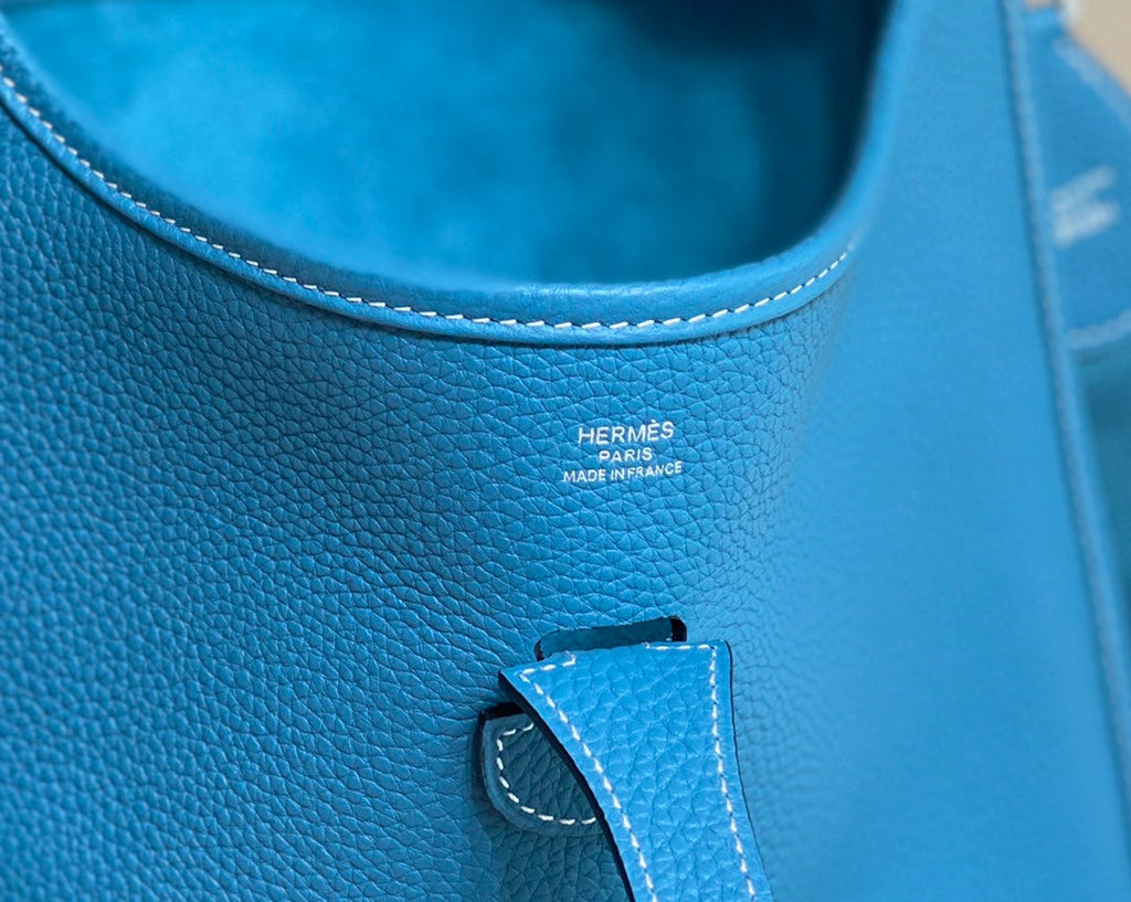 Hermès Evelyne III 29 Taurillon Clemence Shoulder Bag Blue Silver