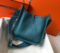 Hermès Evelyne III 29 Taurillon Clemence Shoulder Bag Blue Green Silver