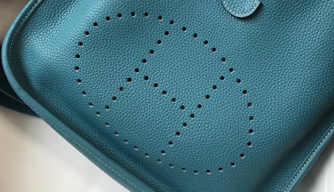 Hermès Evelyne III 29 Taurillon Clemence Shoulder Bag Blue Green Silver