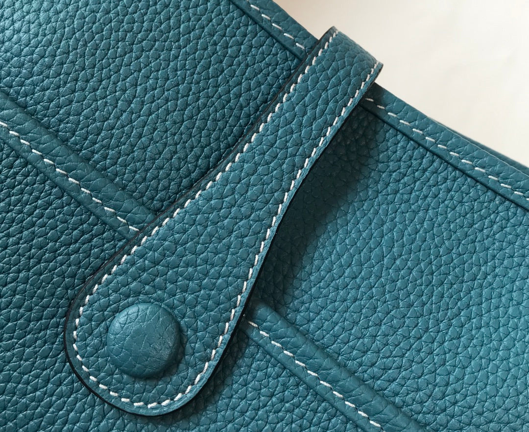 Hermès Evelyne III 29 Taurillon Clemence Shoulder Bag Blue Green Silver
