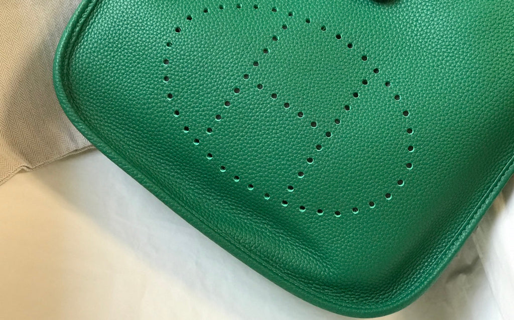 Hermès Evelyne III 29 Taurillon Clemence Shoulder Bag Green Silver