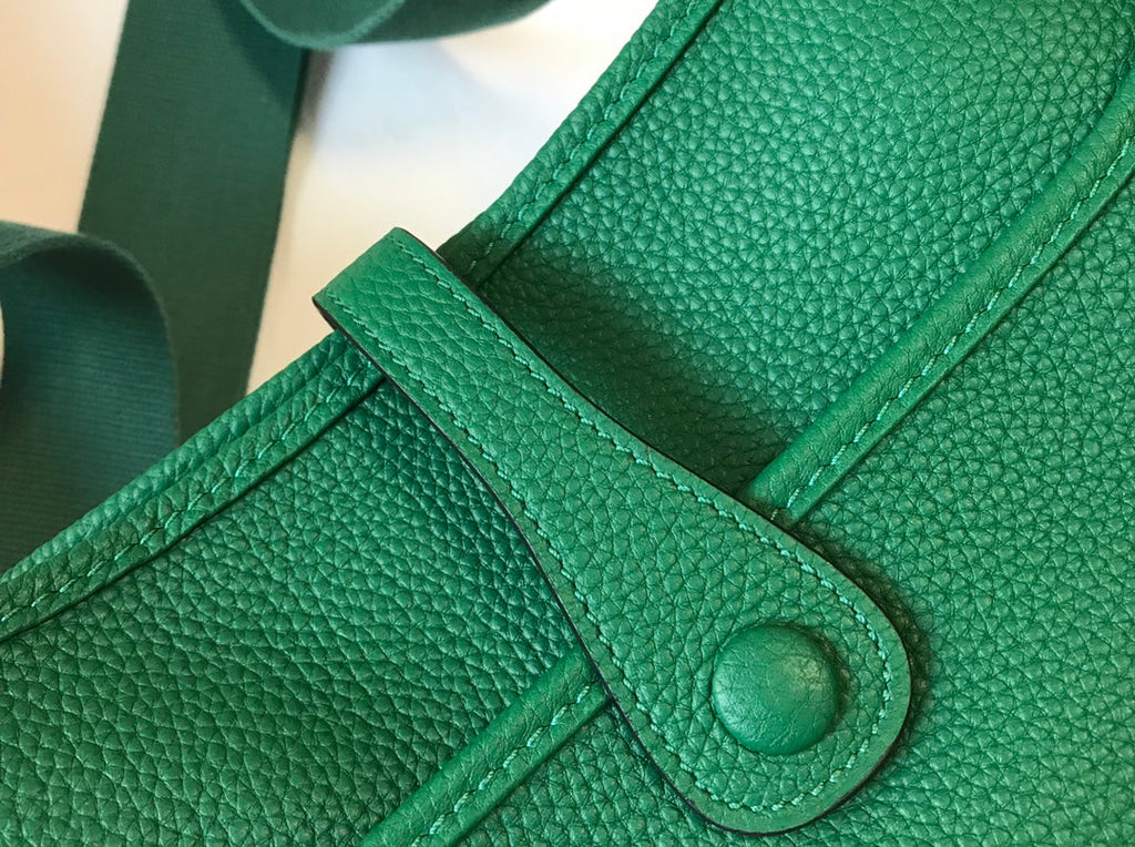 Hermès Evelyne III 29 Taurillon Clemence Shoulder Bag Green Silver
