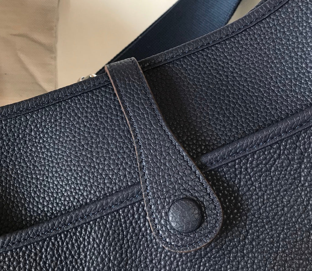 Hermès Evelyne III 29 Taurillon Clemence Shoulder Bag Navy Blue Silver