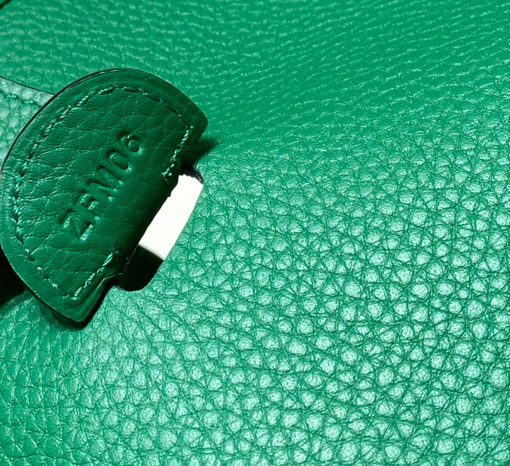Hermès Evelyne III 29 Taurillon Clemence Shoulder Bag Green Silver