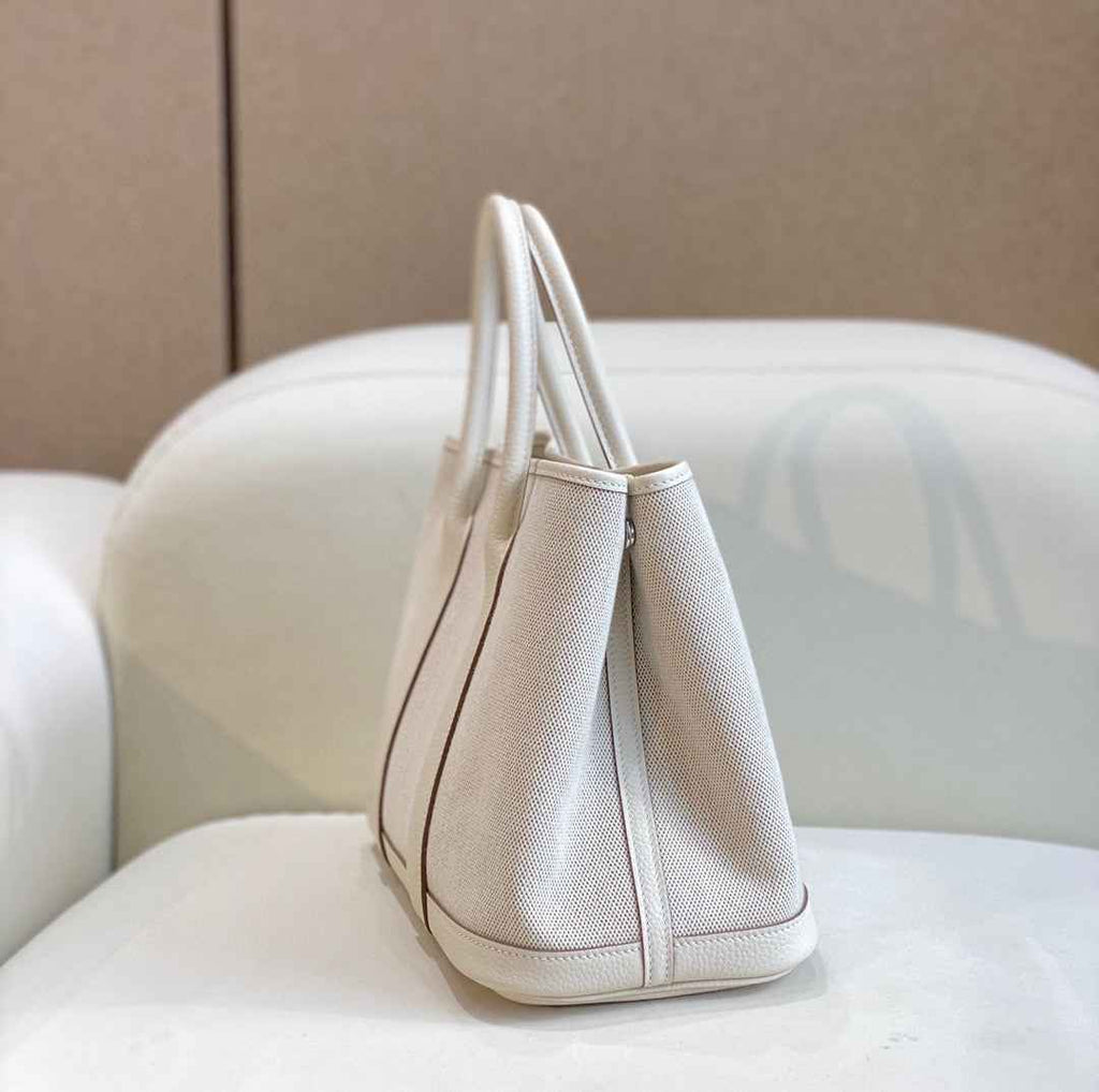 Hermes Garden Party 30 bag 38270 Beige Cloth With Beige Leather