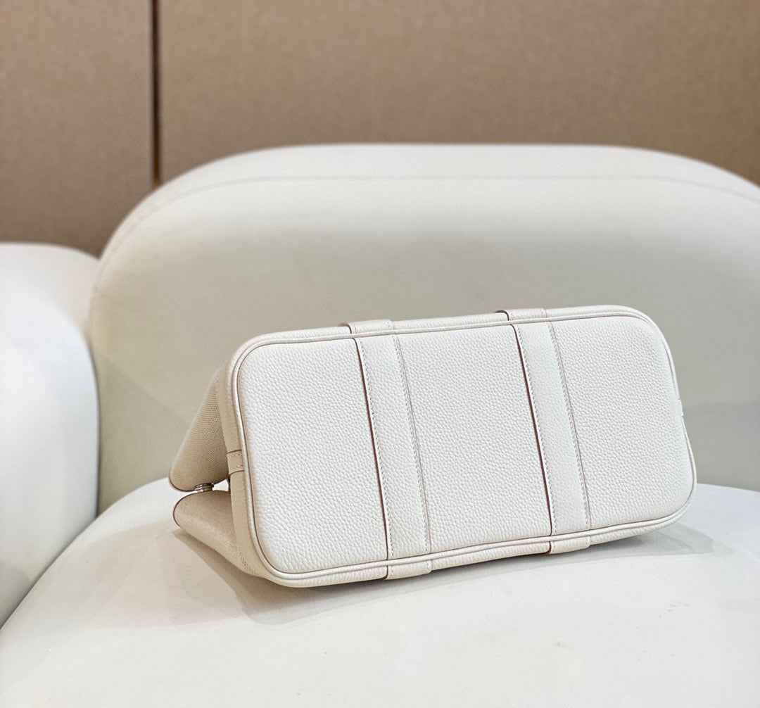 Hermes Garden Party 30 bag 38270 Beige Cloth With Beige Leather