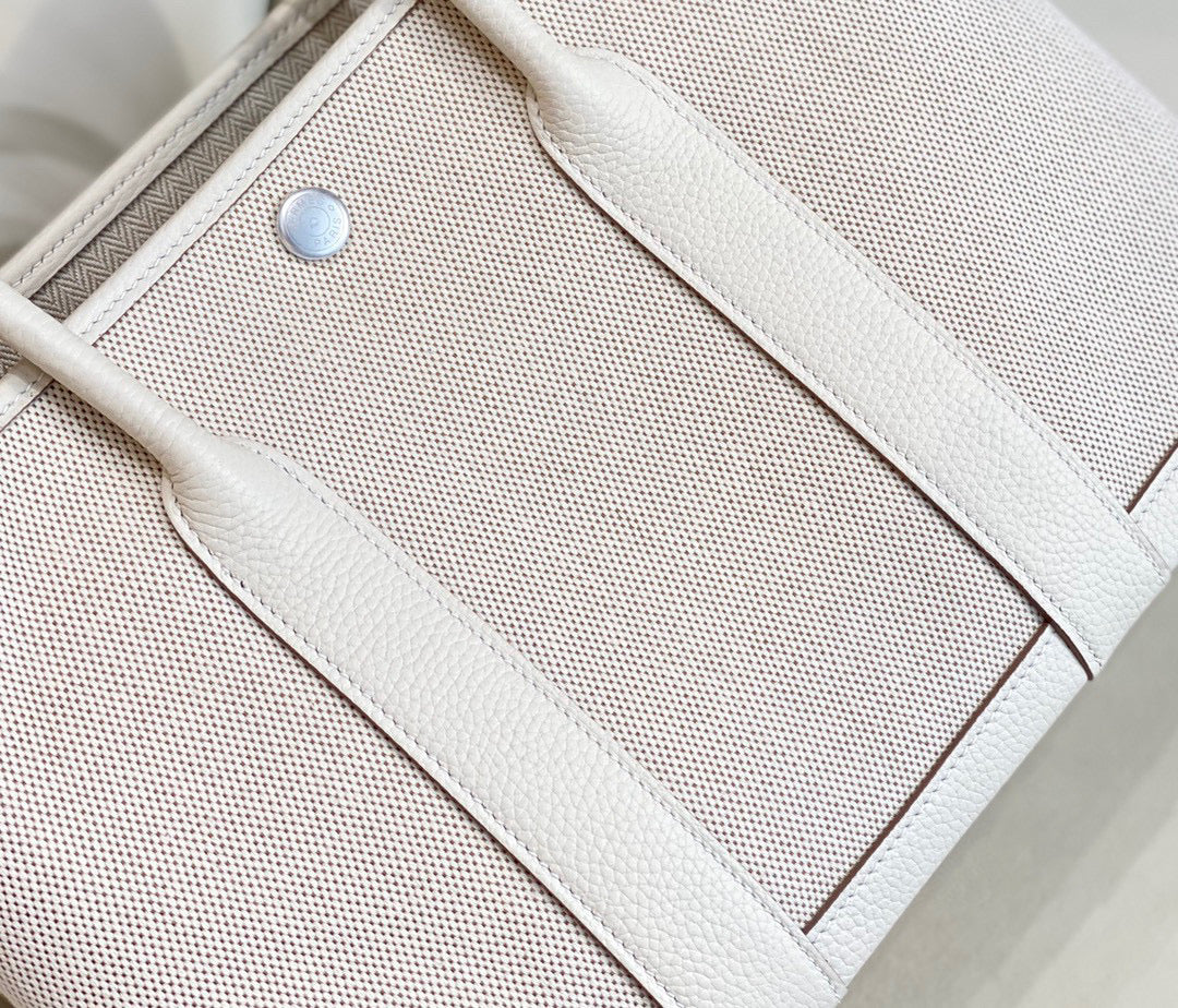 Hermes Garden Party 30 bag 38270 Beige Cloth With Beige Leather