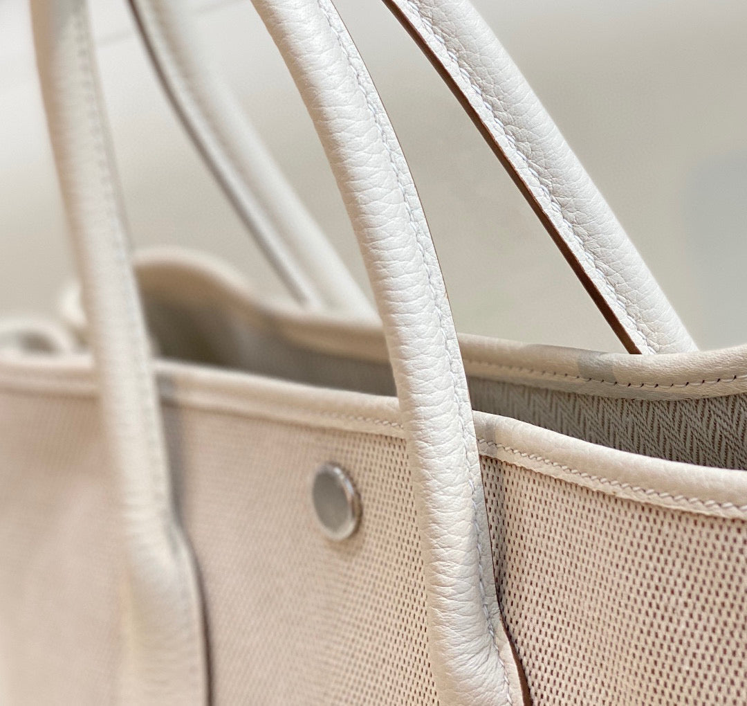 Hermes Garden Party 30 bag 38270 Beige Cloth With Beige Leather