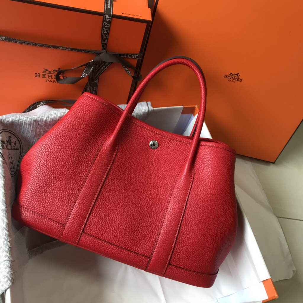 Hermes Garden Party 30 bag Togo leather Red