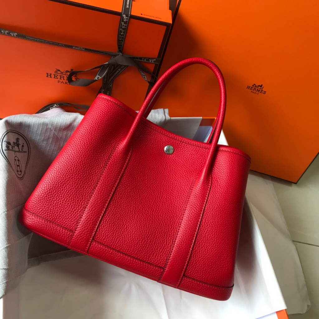 Hermes Garden Party 30 bag Togo leather Red