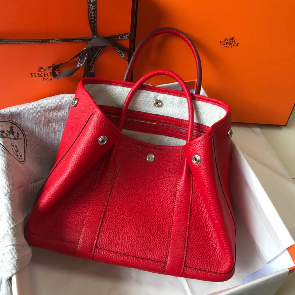 Hermes Garden Party 30 bag Togo leather Red