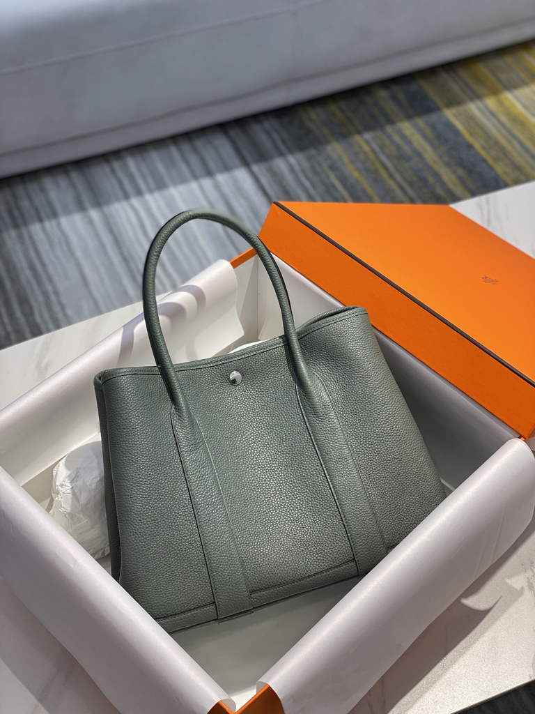 Hermes Garden Party 30 bag Dark Green Togo leather
