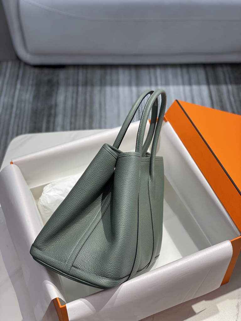 Hermes Garden Party 30 bag Dark Green Togo leather