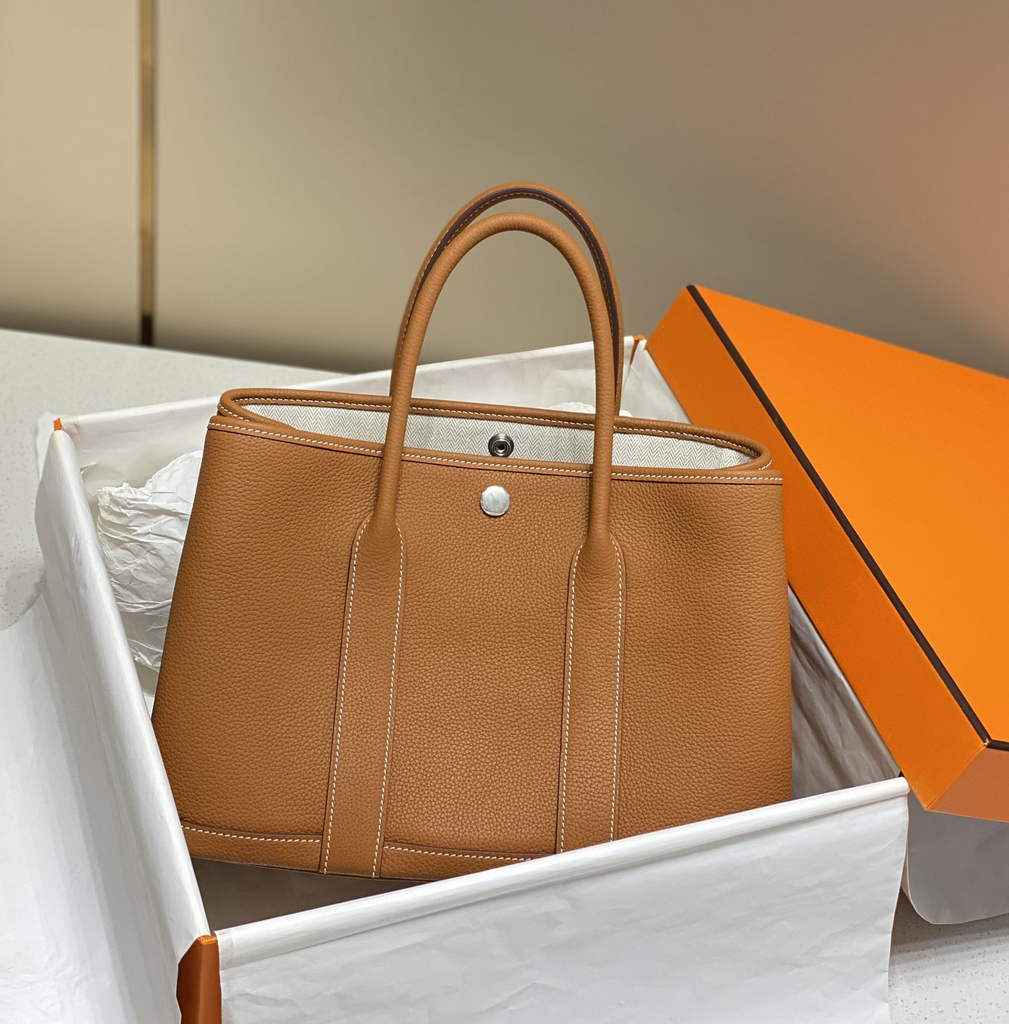 Hermes Garden Party 30 bag Light Brown Togo leather