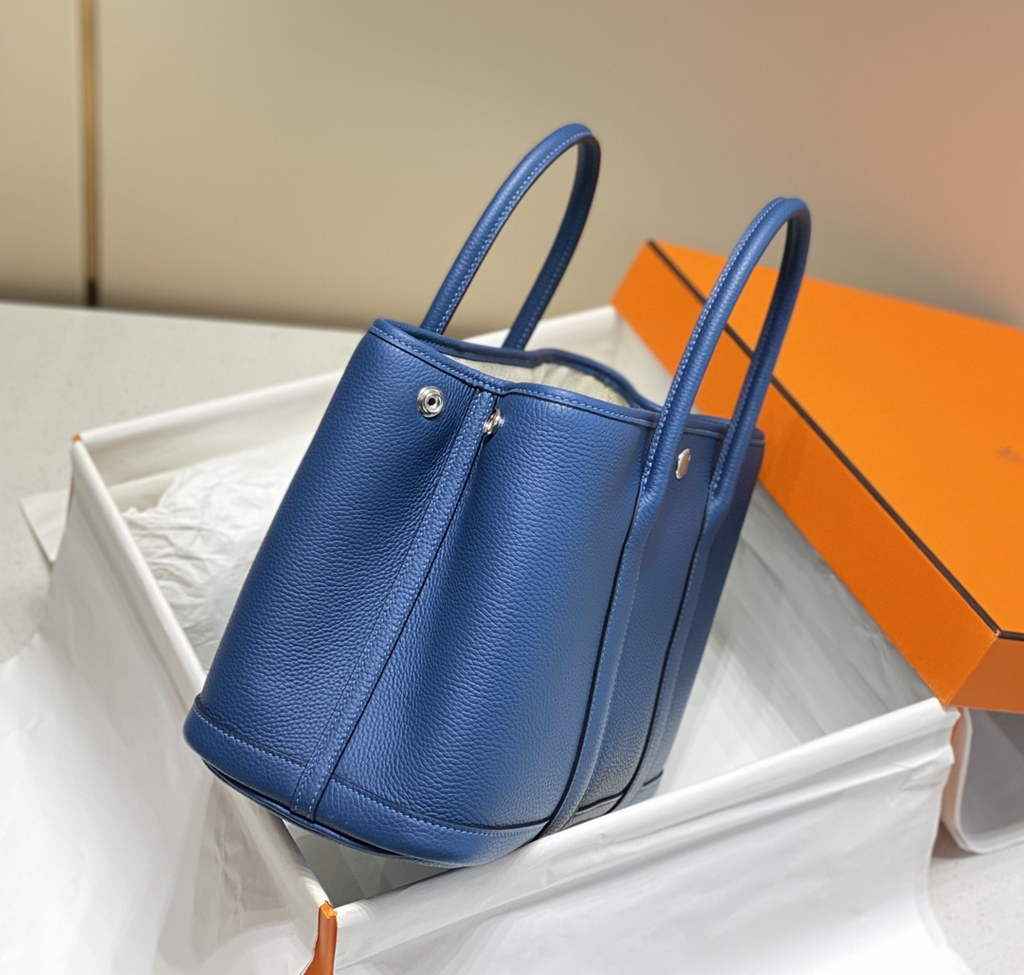Hermes Garden Party 30 bag Togo leather Dark Blue