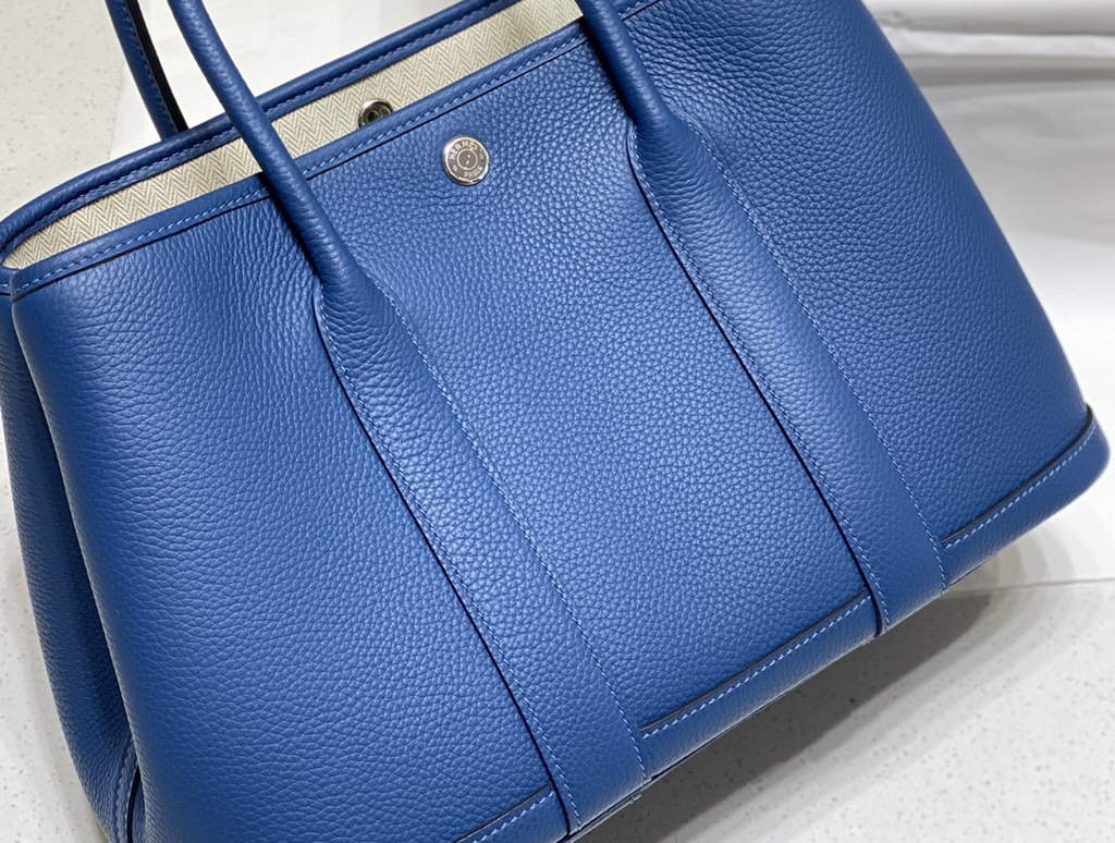 Hermes Garden Party 30 bag Togo leather Dark Blue