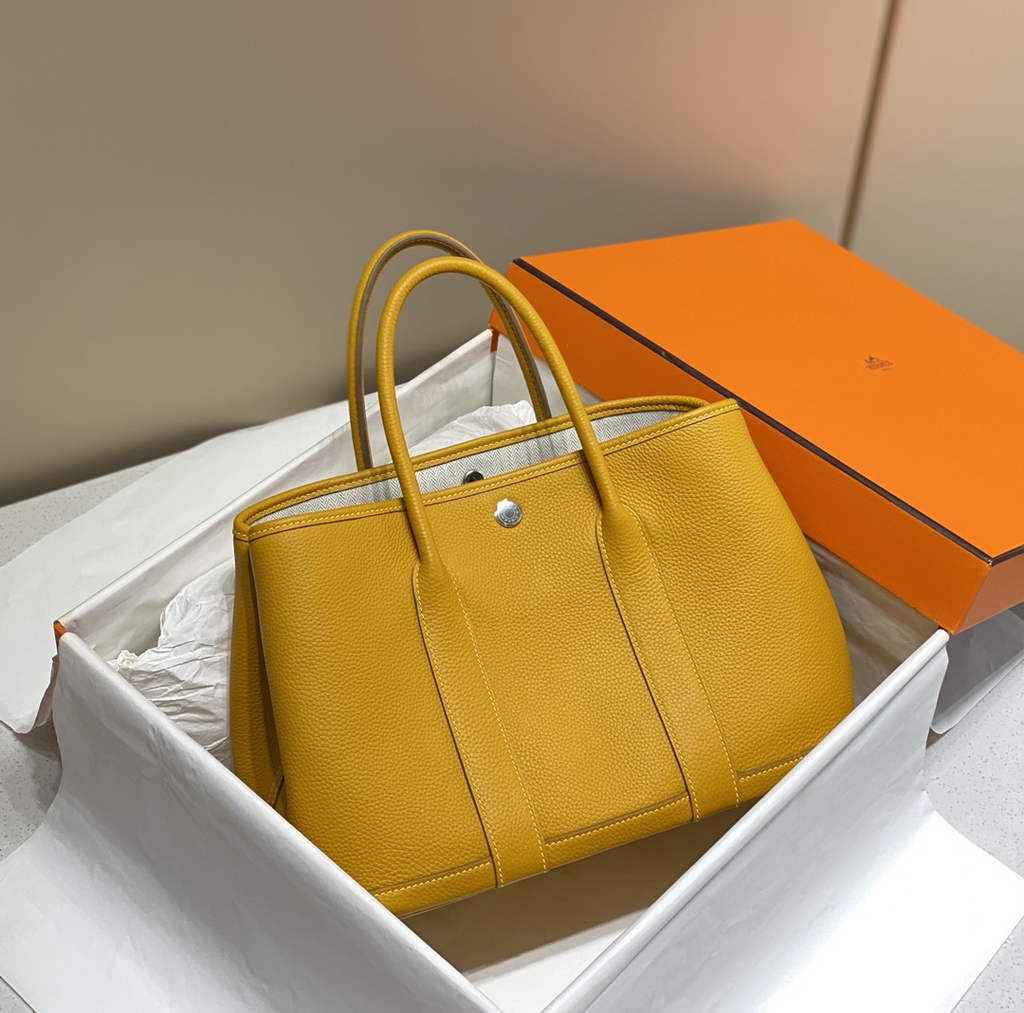 Hermes Garden Party 30 bag Yellow Togo leather