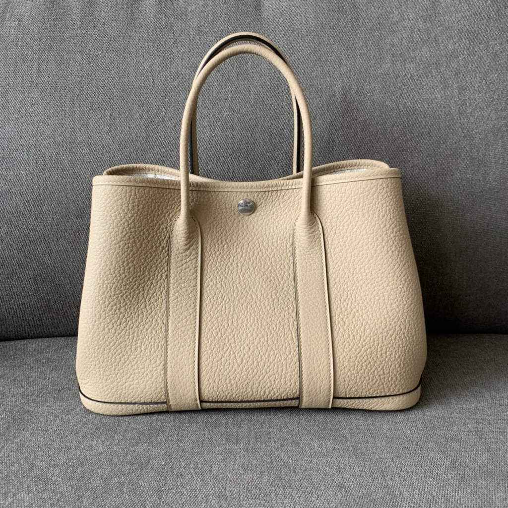 Hermes Garden Party 30 bag Negonda calfskin Light Gray