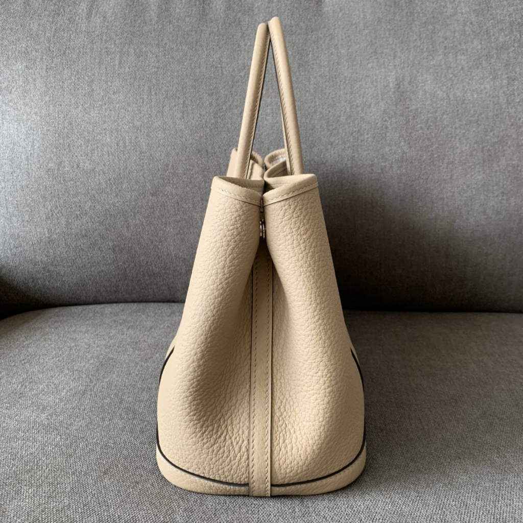 Hermes Garden Party 30 bag Negonda calfskin Light Gray