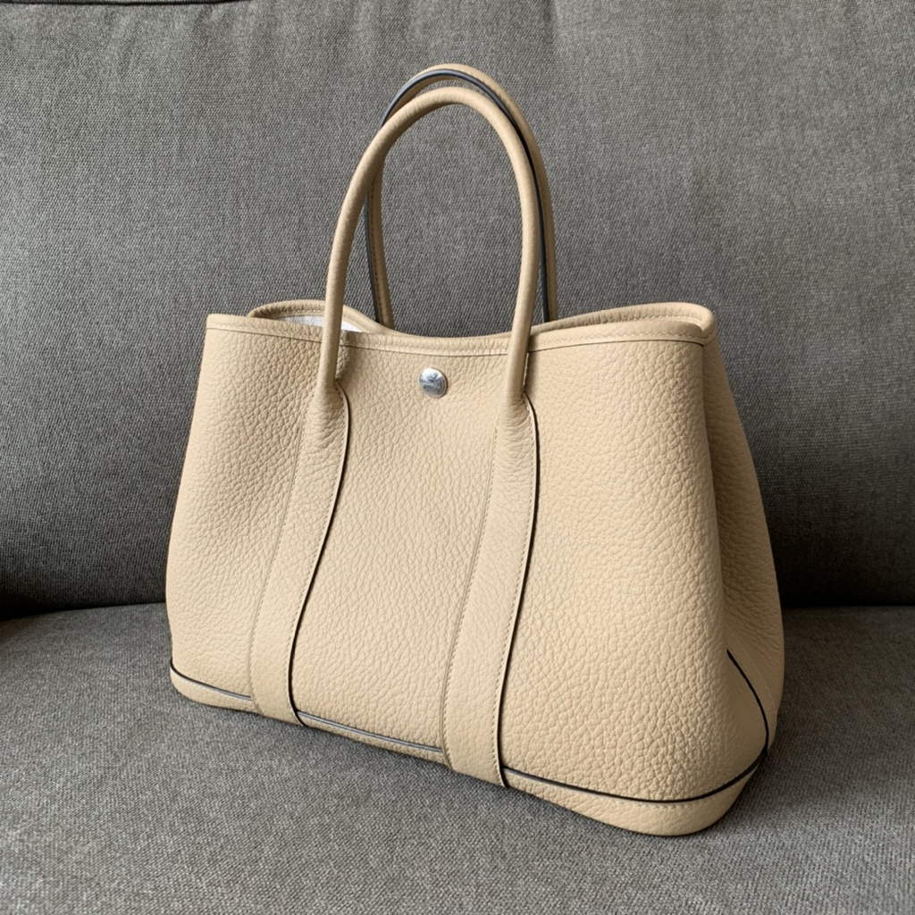 Hermes Garden Party 30 bag Negonda calfskin Light Gray