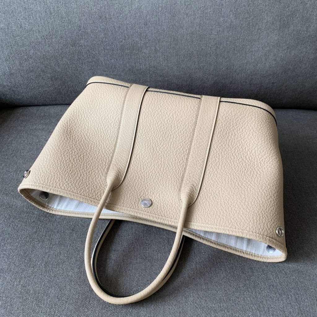 Hermes Garden Party 30 bag Negonda calfskin Light Gray