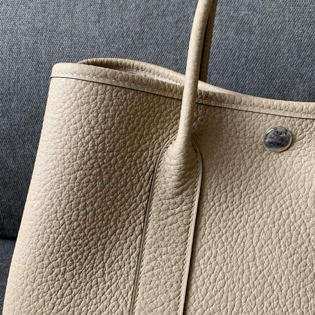 Hermes Garden Party 30 bag Negonda calfskin Light Gray
