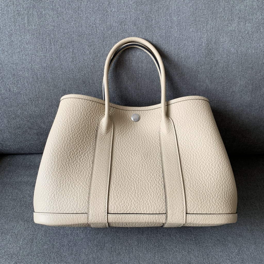 Hermes Garden Party 30 bag Negonda calfskin Light Gray