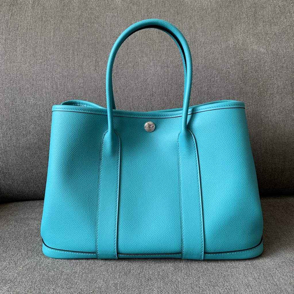 Hermes Garden Party 30 bag Epsom leather Blue