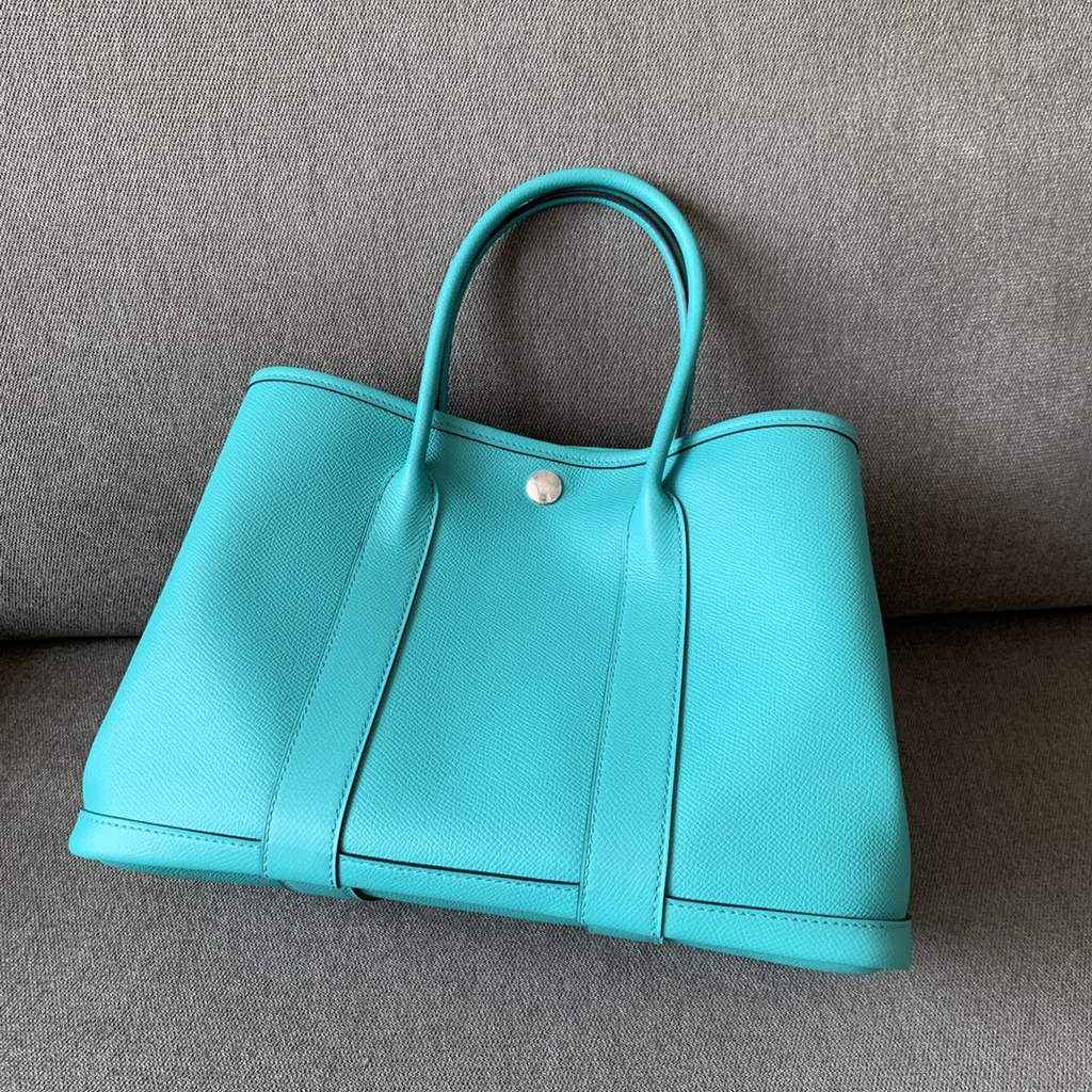 Hermes Garden Party 30 bag Epsom leather Green Blue