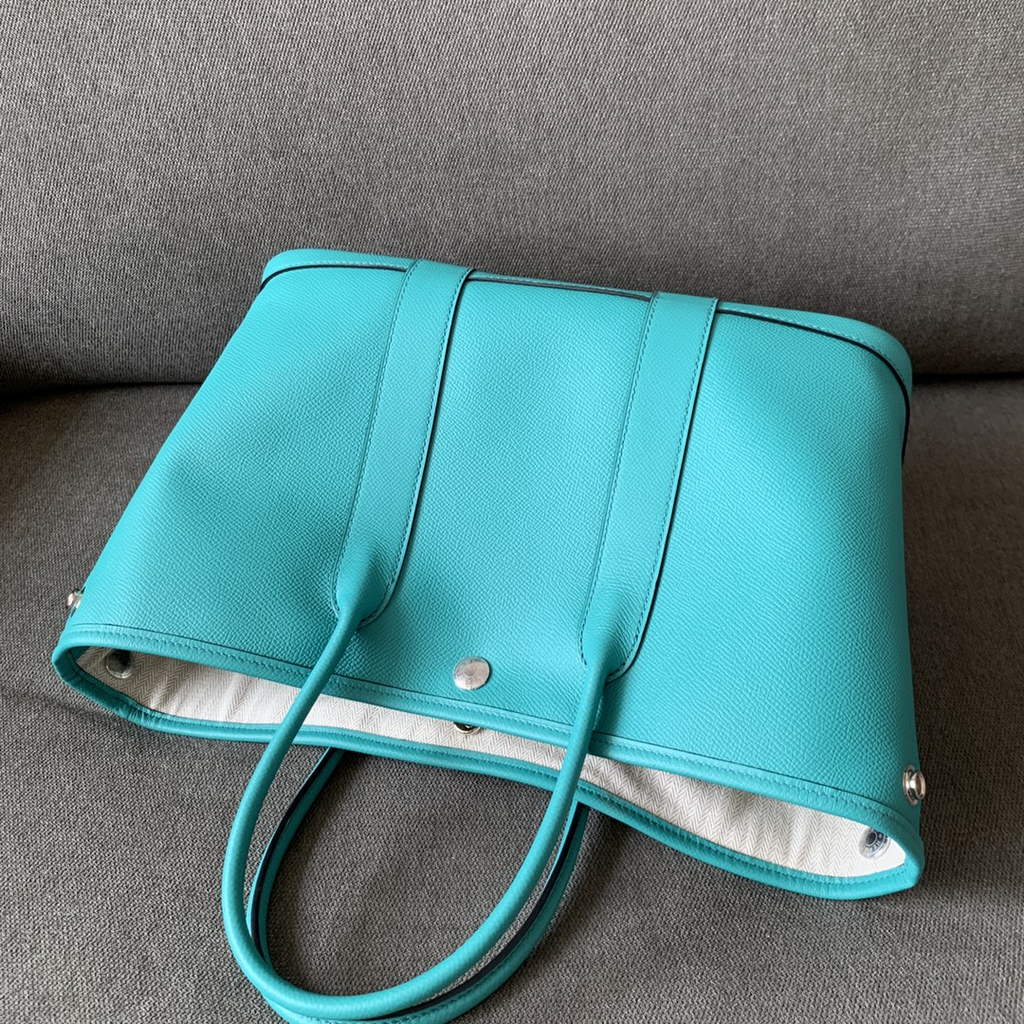 Hermes Garden Party 30 bag Epsom leather Green Blue