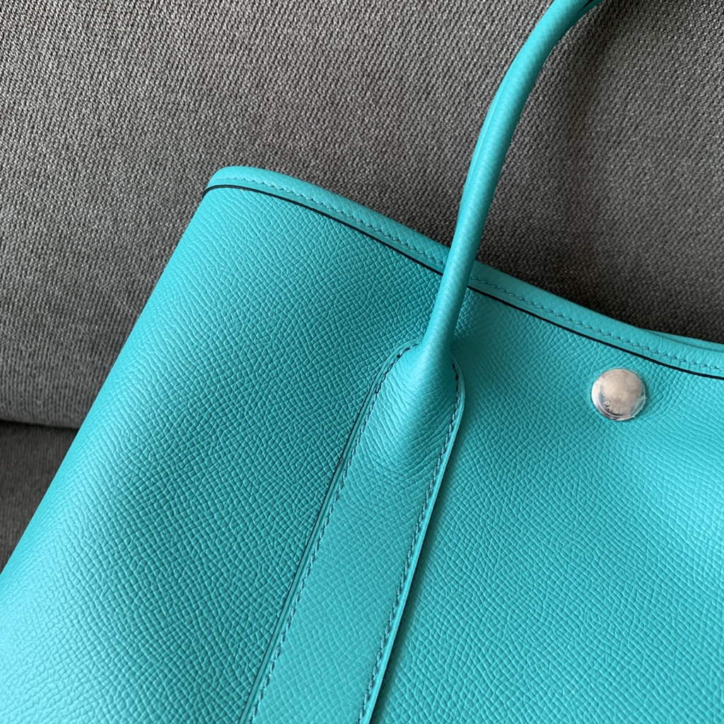 Hermes Garden Party 30 bag Epsom leather Green Blue